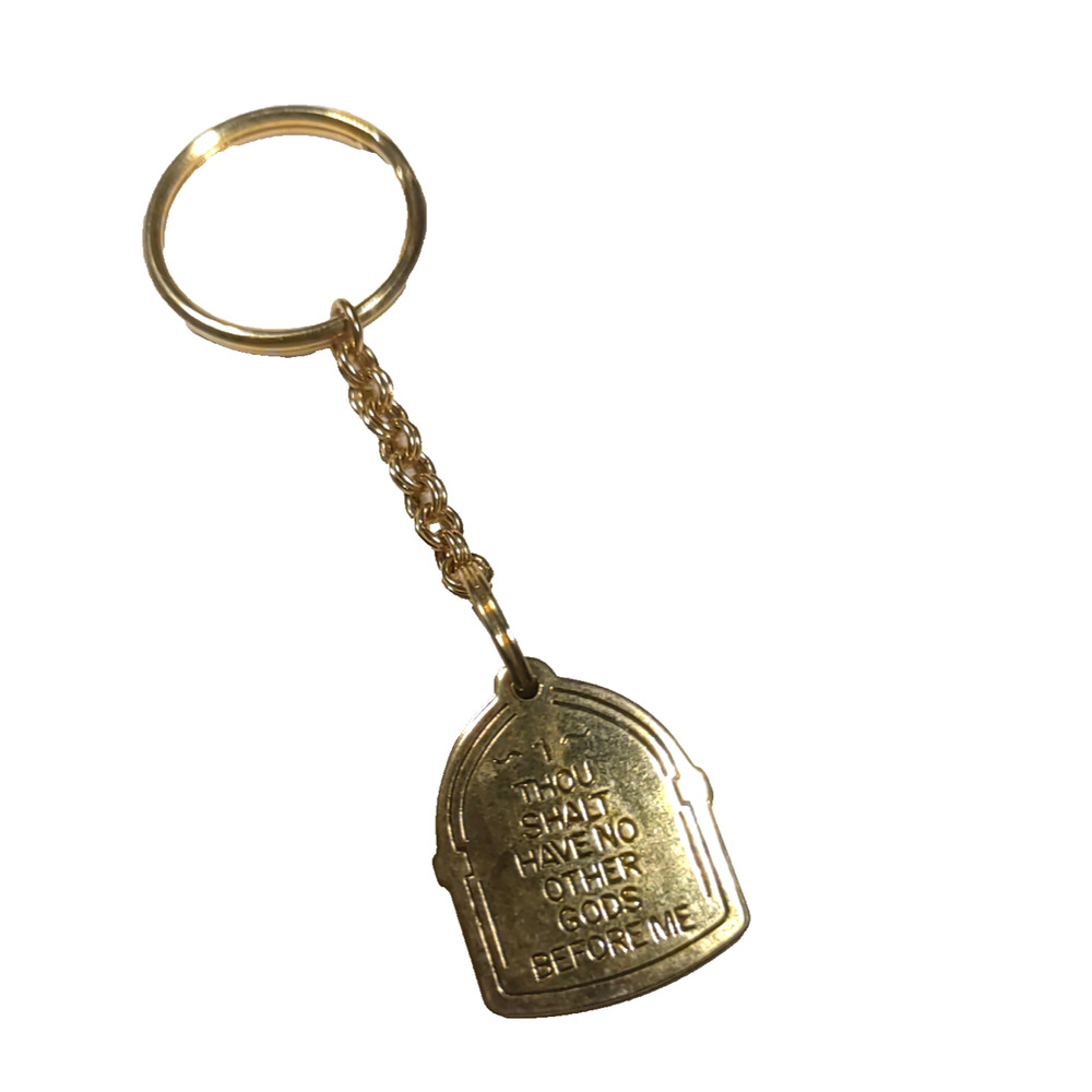 Ten Commandments Gold Tone Keychain Lightweight Religious